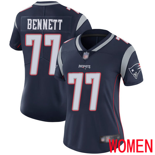 New England Patriots Football 77 Vapor Limited Navy Blue Women Michael Bennett Home NFL Jersey